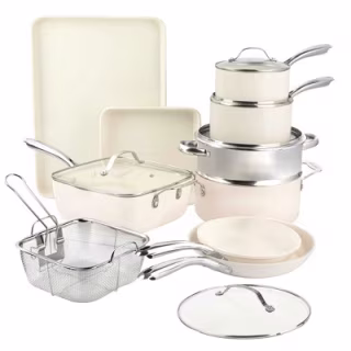 Gotham Steel Beige 15-Piece Nonstick Ceramic Cookware and Bakeware Set