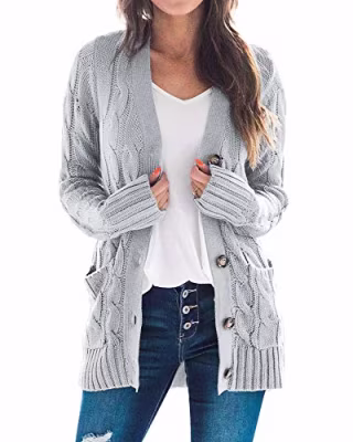 Goranbon Women's Cable Knit Cardigan