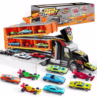 Joyfy Toy Truck Carrier with Foldable Track for Kids