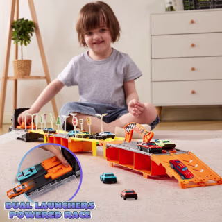Joyfy Toy Truck Carrier with Foldable Track for Kids