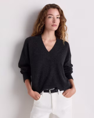 Quince Mongolian Cashmere Oversized V-Neck Sweater