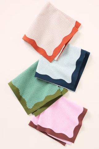 Anthropologie Ruby Scallop-Border Napkins (Set of 4)