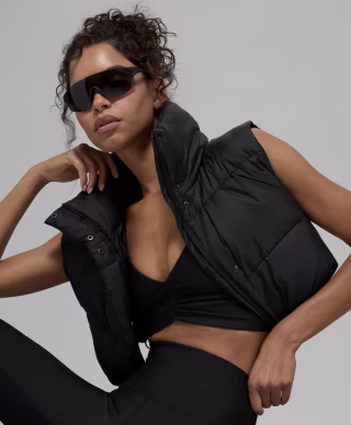 Alo Yoga Cropped Gold Rush Puffer Vest