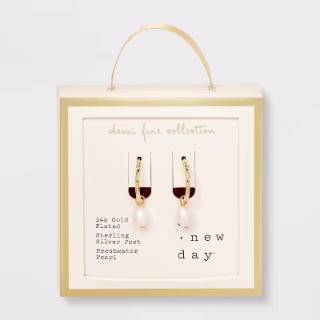 A New Day 14K Gold Plated Freshwater Pearl Hoop Earrings