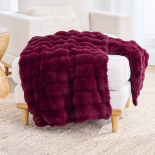 Better Homes & Gardens Merlot Bubble Faux Fur Oversized Throw Blanket 