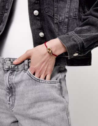 Unode50 Red Leather Bracelet with Interlocking Carabiner