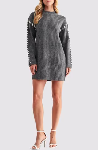 All in Favor Contrast Mini Sweater Dress