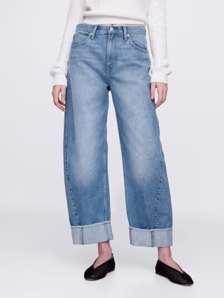 Gap High Rise Cuffed Barrel Jeans