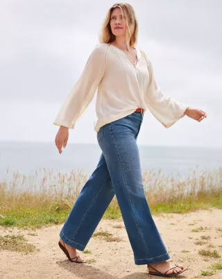 Lands' End High Rise Wide Leg Denim Jeans