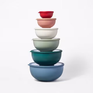 Figmint Plastic Mixing Bowl Set with Lids (12 Piece)