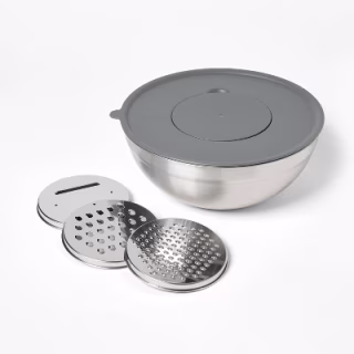 Figmint Stainless Steel Non-Slip Mixing Bowl and Grater Set (6 Piece)
