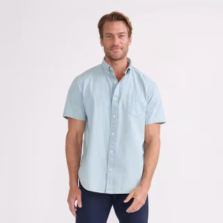 Lands' End Men's Short Sleeve Button Down Chambray Shirt
