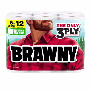 Brawny Tear-A-Square 3-Ply Paper Towels (6 Double Rolls)