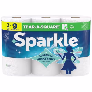 Sparkle Tear-A-Square Paper Towels (3 Triple Rolls)
