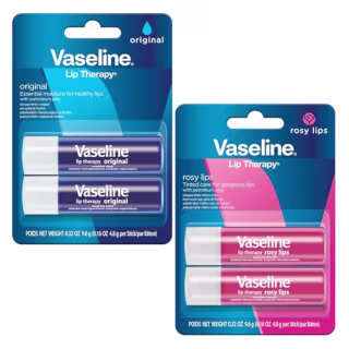 Vaseline Lip Therapy Original and Rosy Twin Pack (Set of 4)