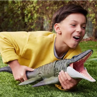 Jurassic World Rebirth Bite N Blast Mosasaurus Action Figure and Mini Dilophosaurus
