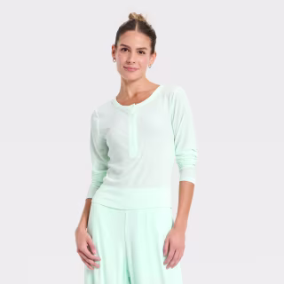 All in Motion Modal Ribbed Henley Long Sleeve Top