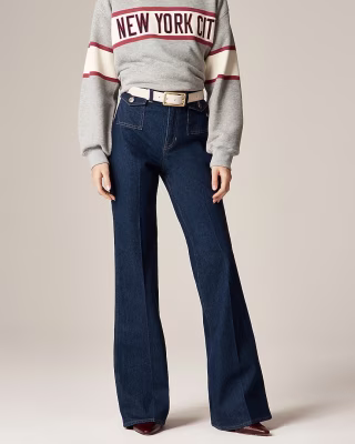 Vintage style flare jean with flap front pockets