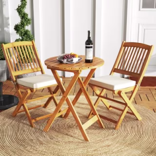Costway Acacia Wood Patio Bistro Set (3 Piece)