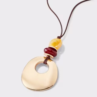 Universal Thread Semi-Precious Quartz Cord Pull Adjustable Pendant Necklace