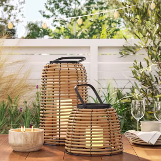 Threshold Rattan Battery LED Outdoor Lantern (16 Inch)