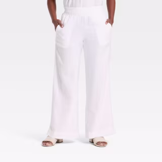 A New Day Linen Wide Leg Pull-On Pants