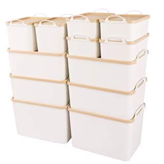 Anminy 12pcs Plastic Storage Bins Containers