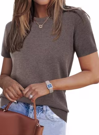 Arach&Cloz Short Sleeve Sweater Top