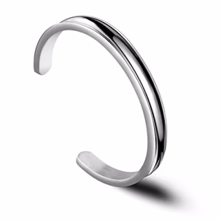 Zuo Bao Stainless Steel Grooved Cuff Hair Tie Bangle