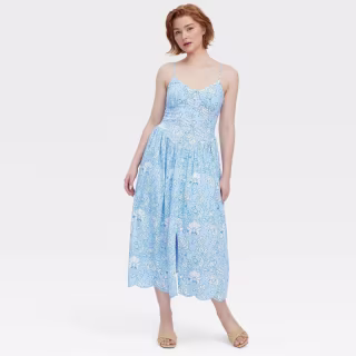 Roller Rabbit x Target Floral Vines Drop Waist Midi A-Line Dress