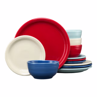 Fiesta Mixed Americana Bistro Coupe Dinnerware Set for 4 (12 Piece)