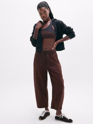 Athleta Retreat Linen Easy Barrel Crop Pant
