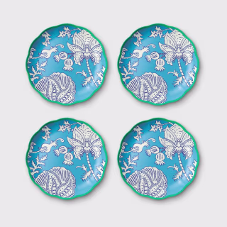 Roller Rabbit x Target Floral Vines Melamine Dinner Plates Blue (4 Piece)