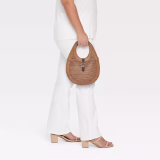 A New Day Straw Oval Shoulder Bag