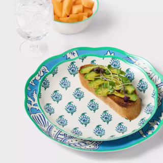 Roller Rabbit x Target Floral Vines Melamine Dinner Plates Blue (4 Piece)