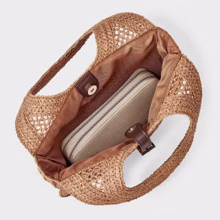A New Day Straw Oval Shoulder Bag