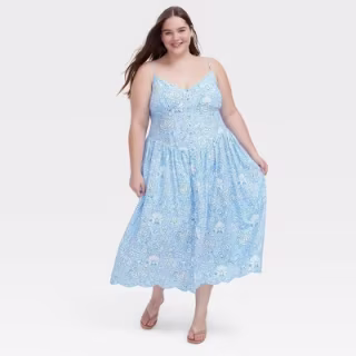 Roller Rabbit x Target Floral Vines Drop Waist Midi A-Line Dress