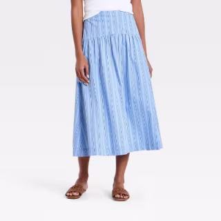 A New Day Resort Luxe Linen Drop Waist Midi Skirt