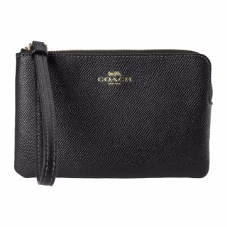 Coach Small Corner Zip Crossgrain Leather Wristlet