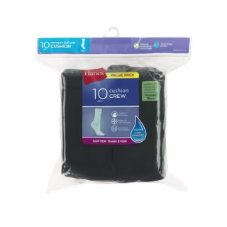 Hanes Women's Cushioned Crew Socks (10 Pack)