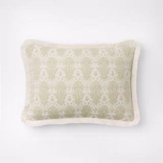 Threshold designed with Studio McGee Lumbar Woven Shell Block Fringe Edge Pillow