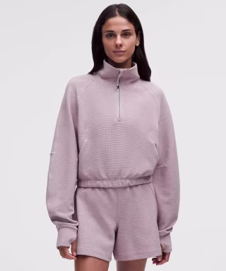 Lululemon Waffle Scuba Cropped Funnel-Neck Half Zip