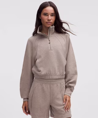 Lululemon Waffle Scuba Cropped Funnel-Neck Half Zip