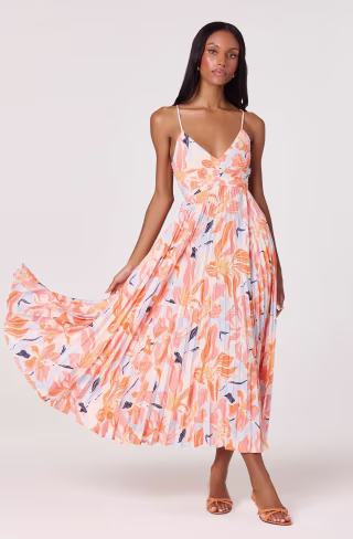 ASTR the Label Blythe Floral Plisse Midi Dress
