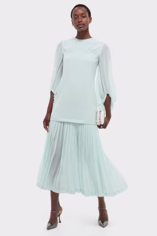 Tuckernuck Ice Blue Chiffon Pleated Lorraine Dress