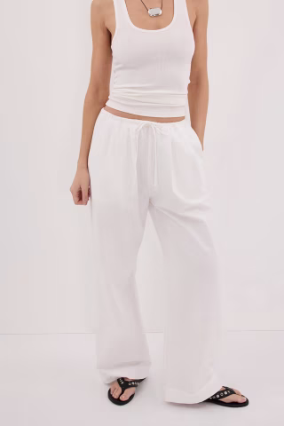 Dissh Rhea White Cotton Drawstring Pant