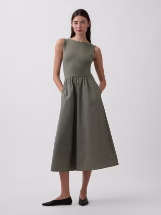 Gap Factory Sleeveless Boatneck Midi Dress