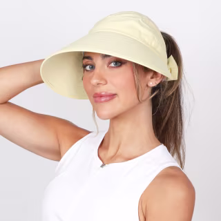 Ponyflo Solid Wide Brim Sunblocker with Back Bow