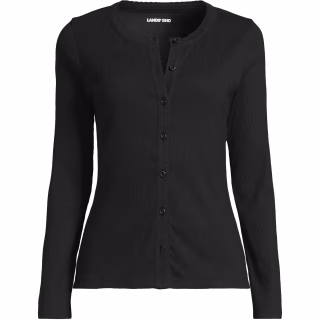 Lands' End Long Sleeve Micro Rib Button Through Cardigan