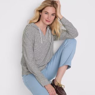 Lands' End Long Sleeve Slub Hooded Popover